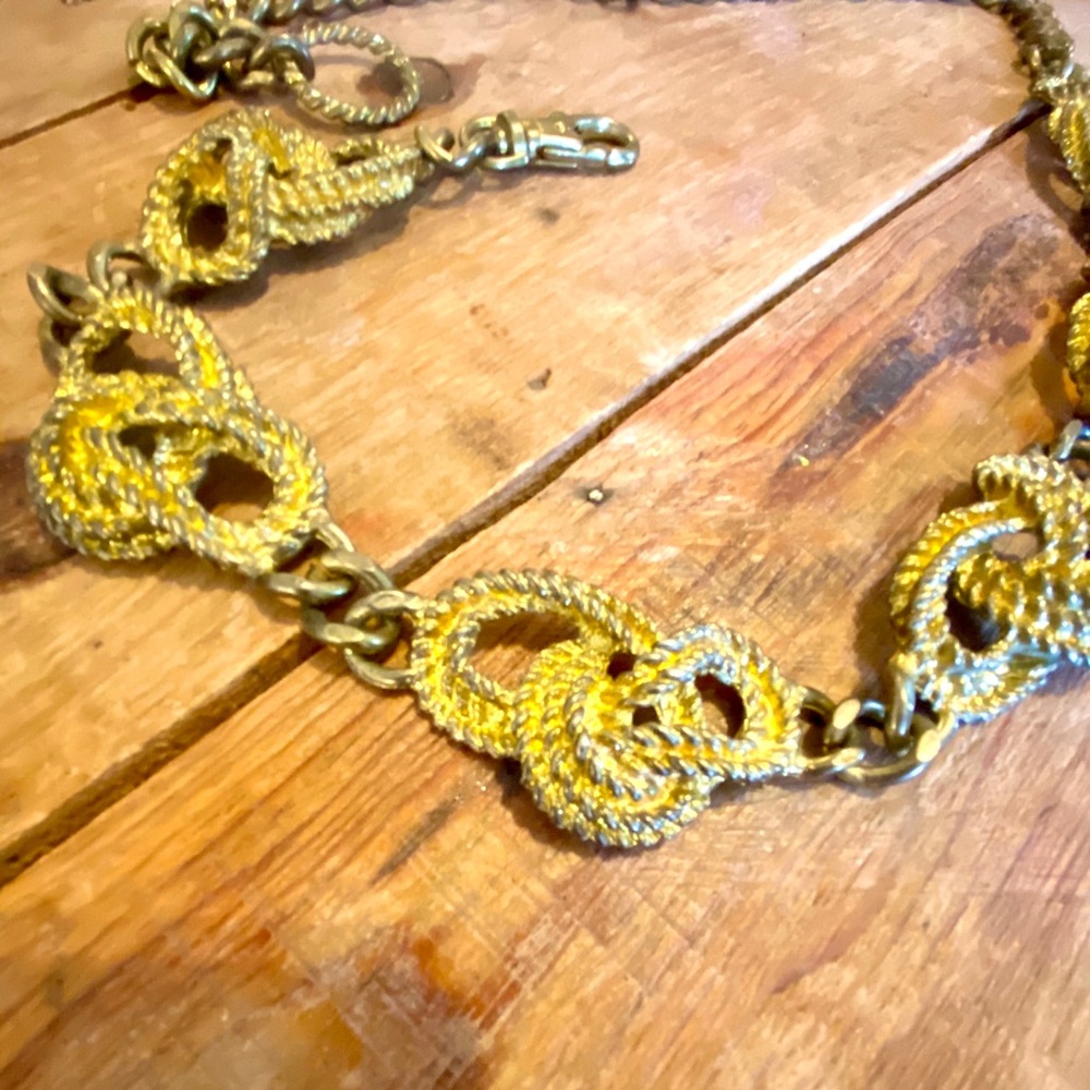 Vintage antique brass belt with chain